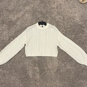 h&m white knit cropped sweater